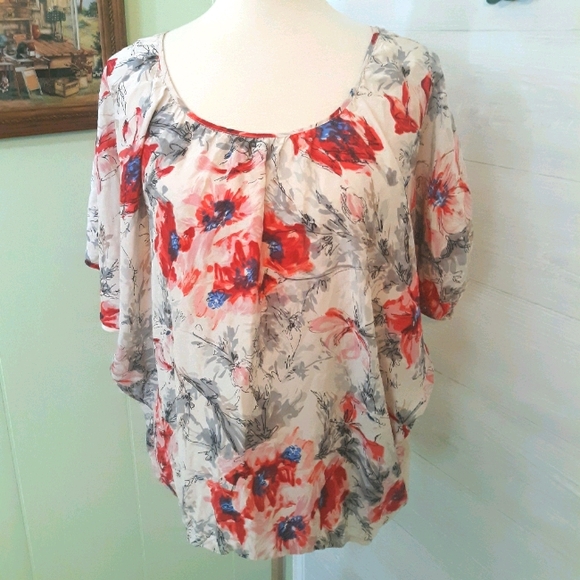 CAbi gypsy floral silk dolman sleeve blouse top sz small *C2 - Picture 3 of 8